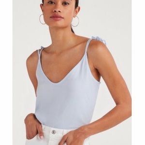 7FAM Blue Silk Tank Top